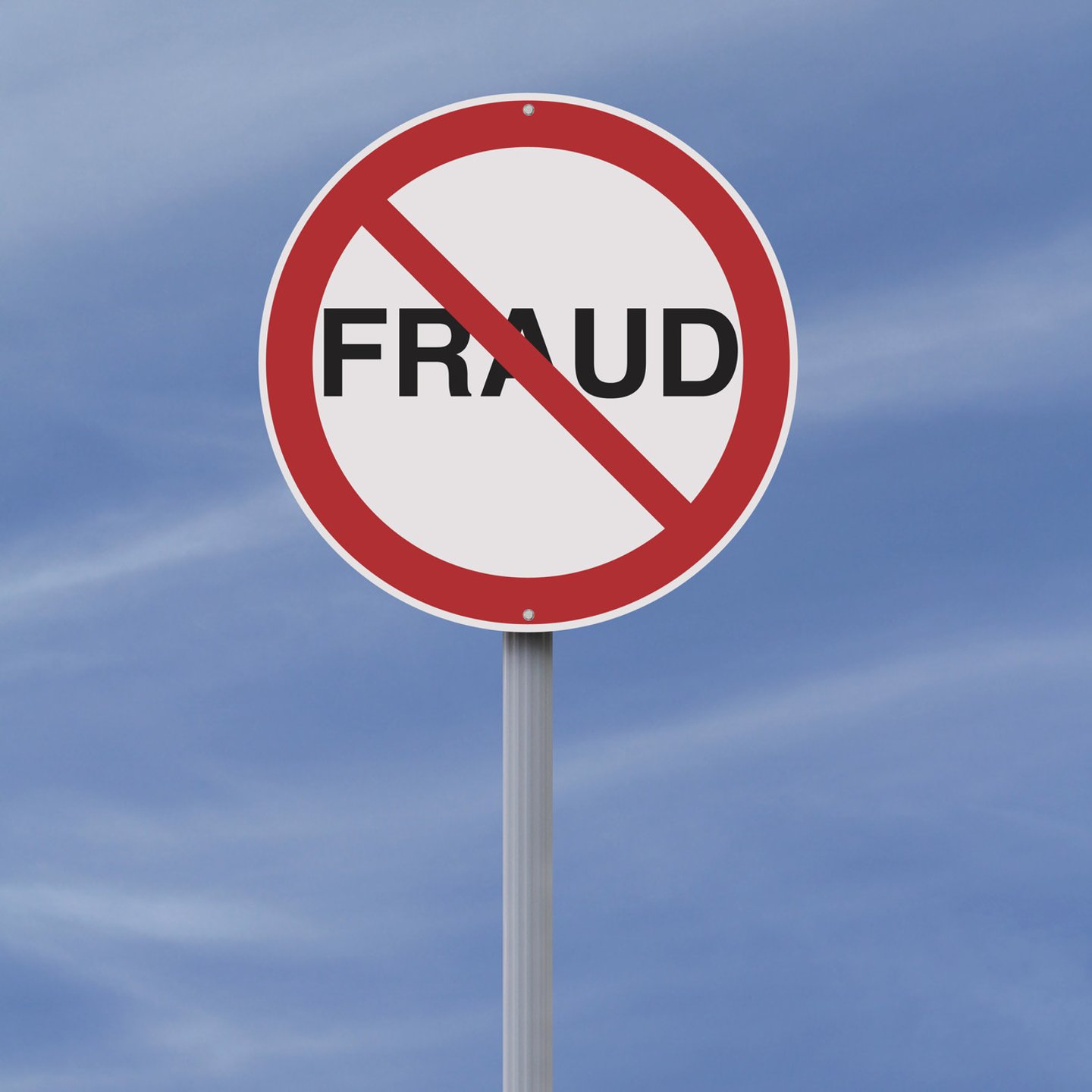 A modified road sign on Fraud  ; Shutterstock ID 142842217