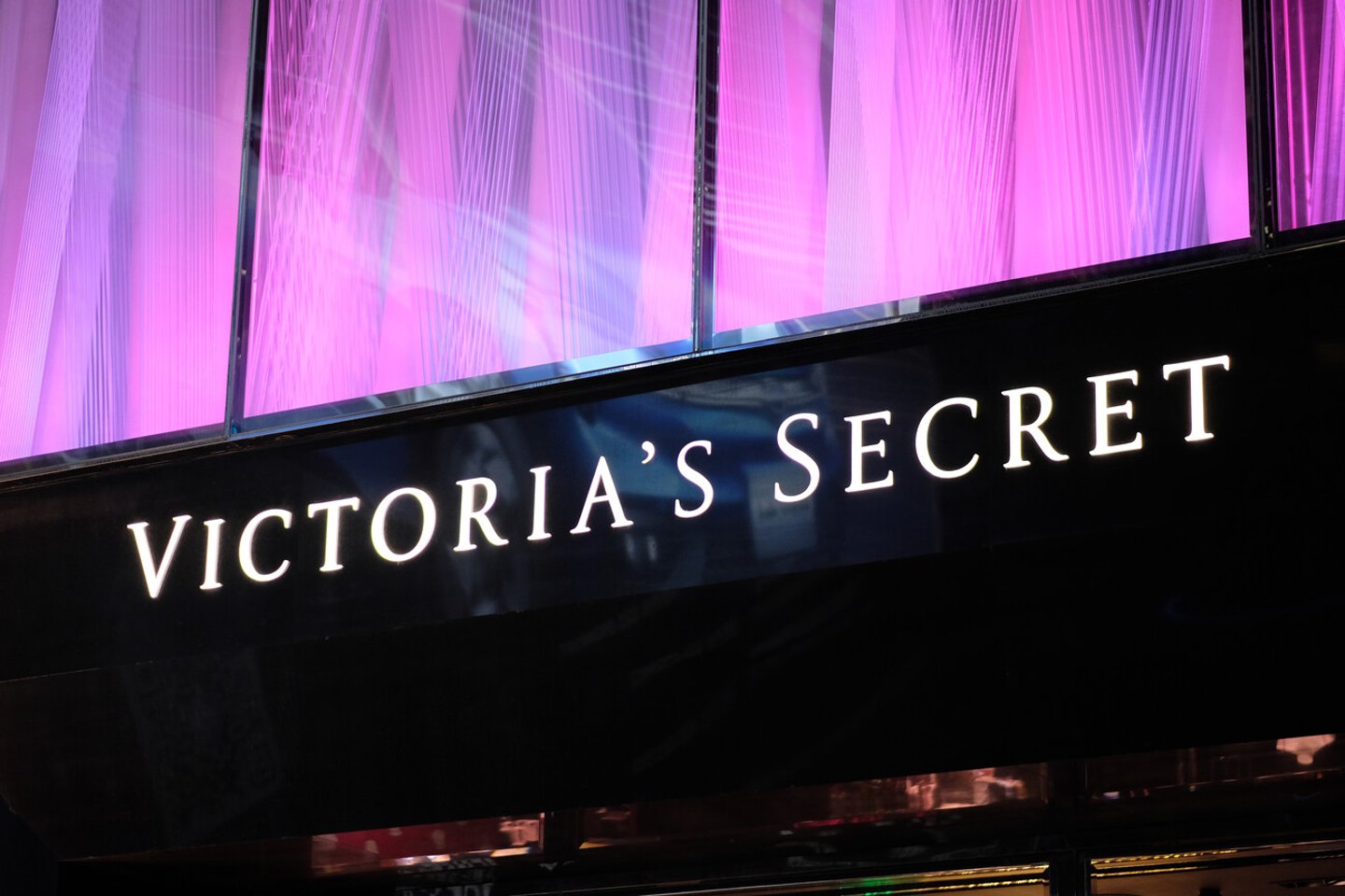 ShanghaiChina-Oct.2019: close up shop sign of VICTORIA'S SECRET at night.  Famous underwear brand; Shutterstock ID 1542090656