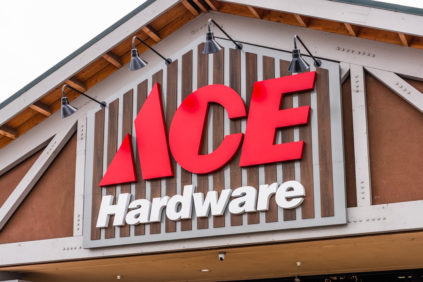 Mar 1, 2020 Mountain View / CA / USA - Close up of Ace Hardware store sign displayed above the entrance to one of their locations; ACE Hardware is the world's largest hardware retail cooperative; Shutterstock ID 1668335116