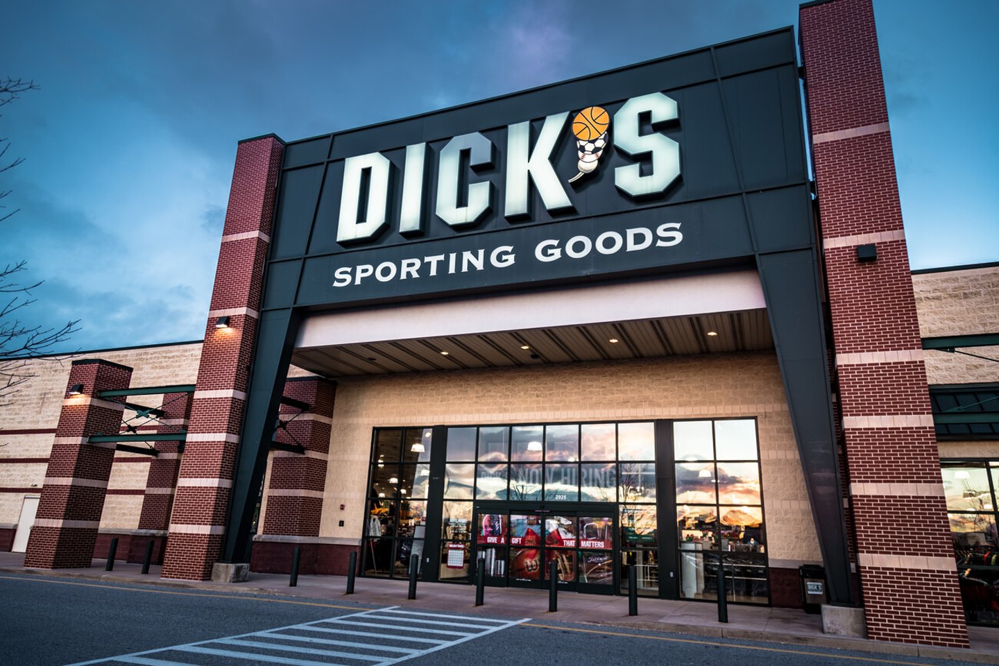 York, PA - December 30, 2016: Exterior of Dick's Sporting Goods retail store including sign and logo.; Shutterstock ID 553243510