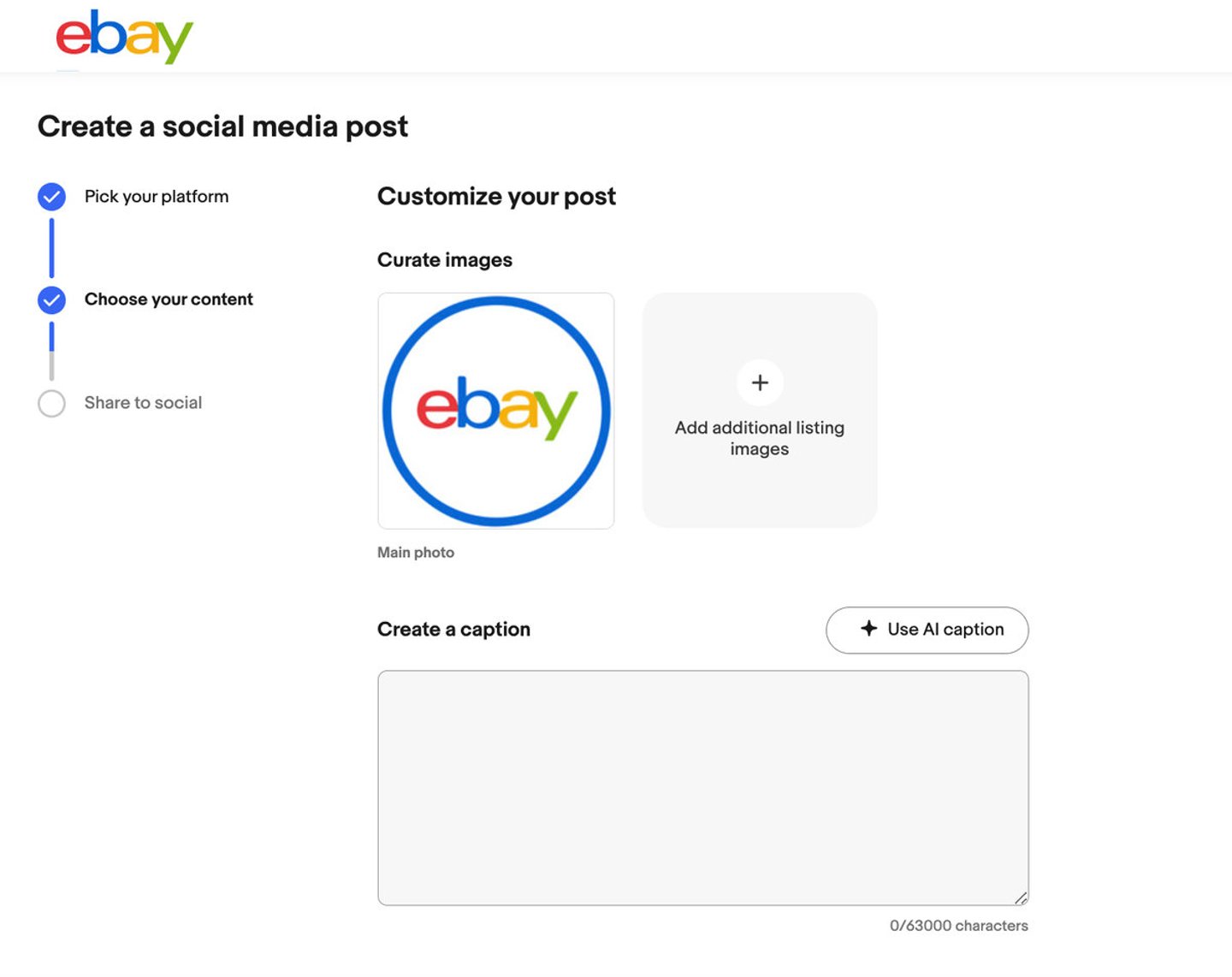 eBay social listing tool