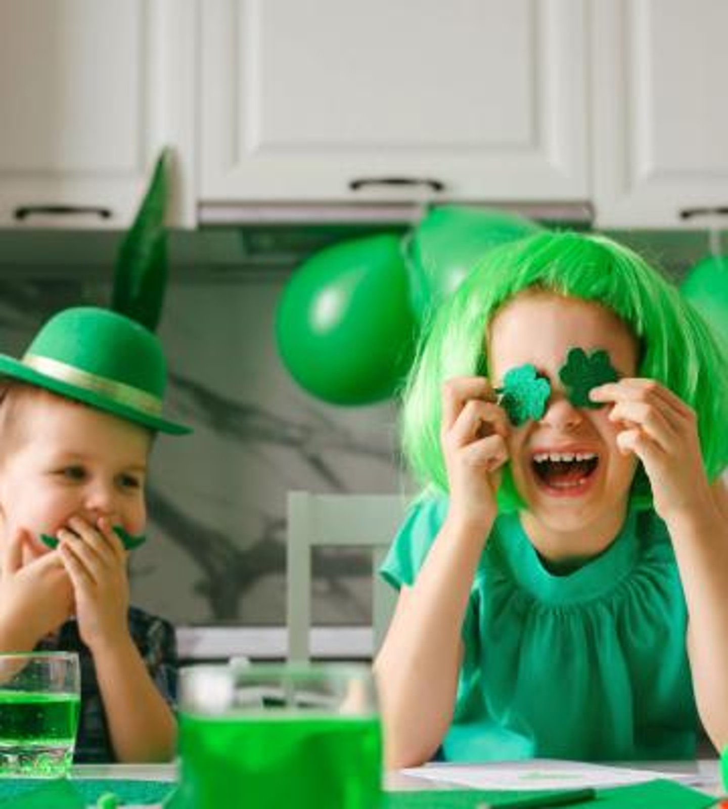 Kids celebrating St. Patrick's Day