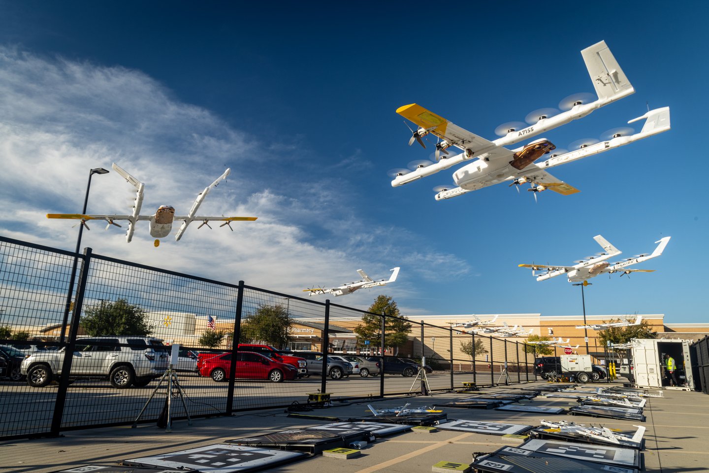 Wing drones in flight (Image: Wing)