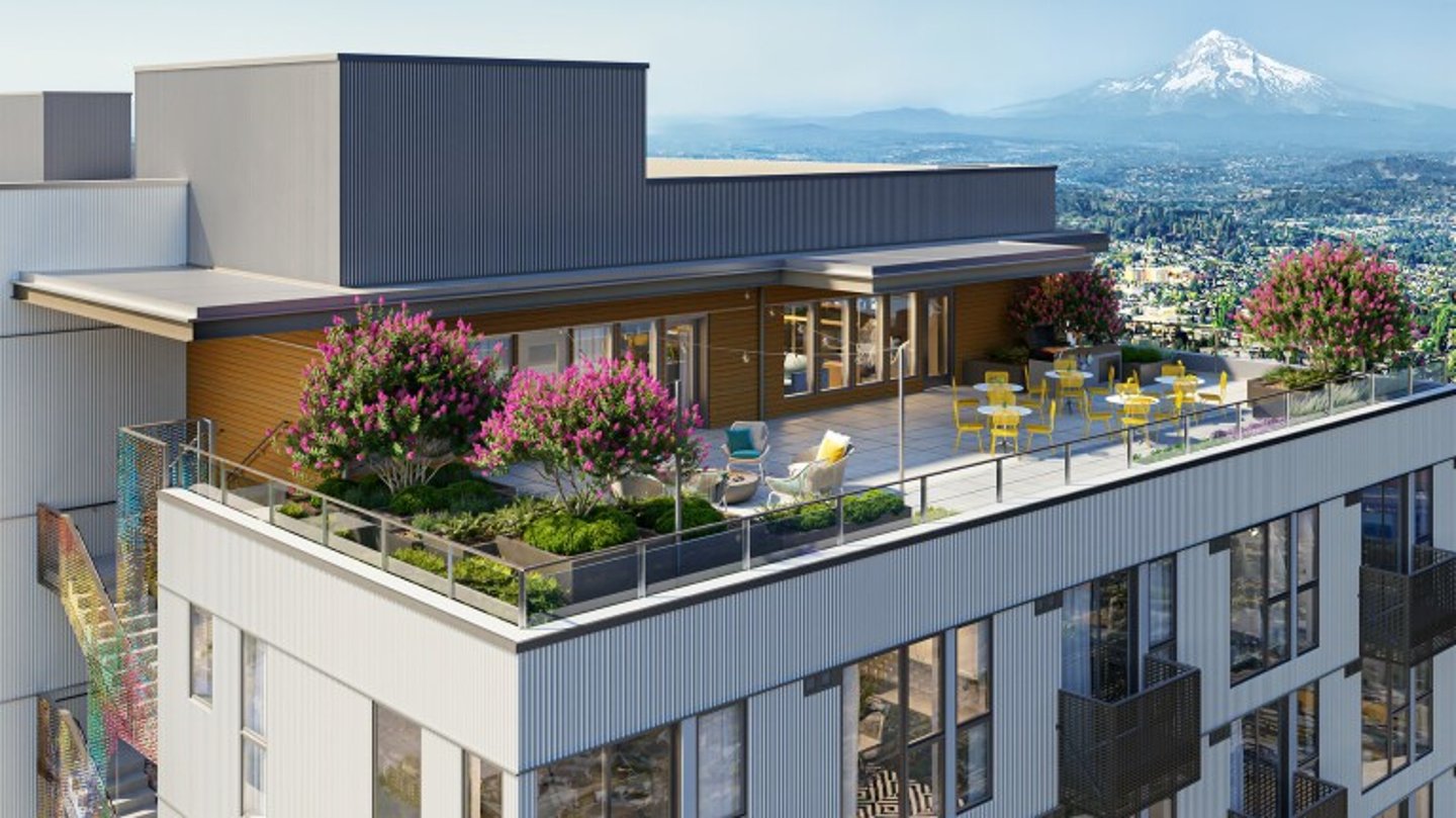 The rooftop of the Nitze-Stagen Apartments in Seattle.