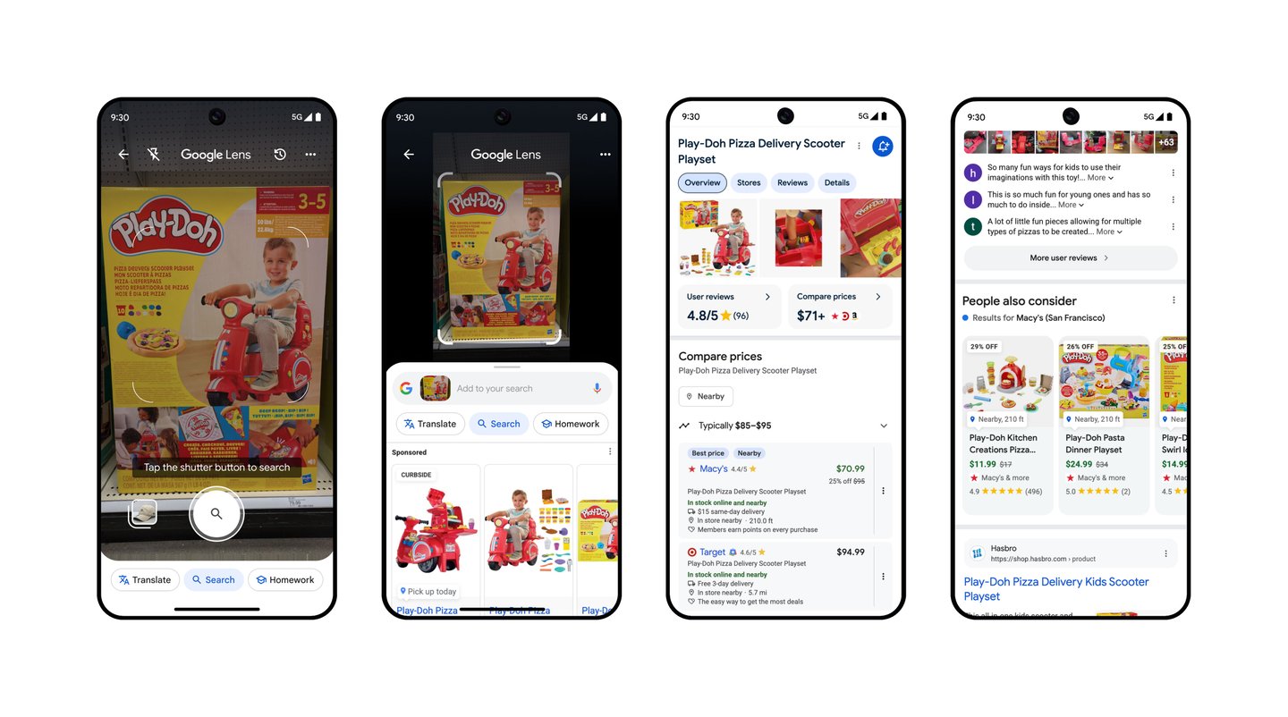 Google Lens shopping screens