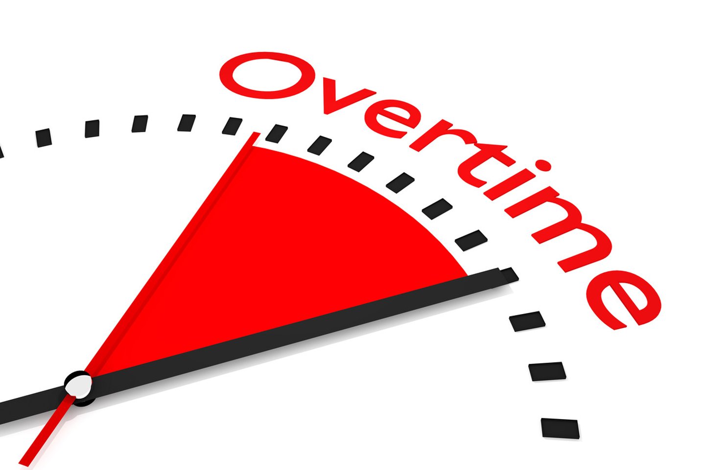 clock with red seconds hand area overtime; Shutterstock ID 312512738