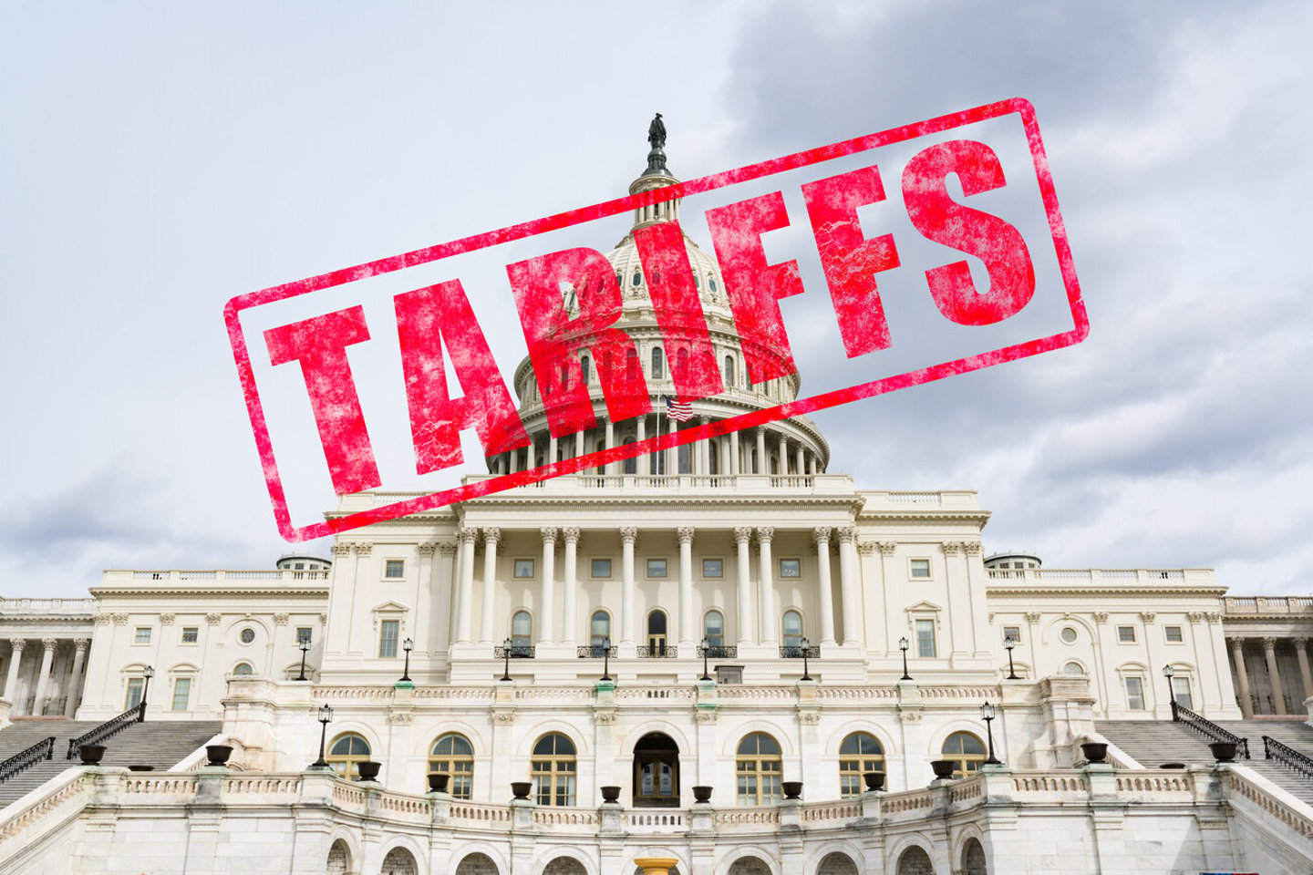 Tariff stamp effect on United States Capitol Building; Shutterstock ID 1064582924