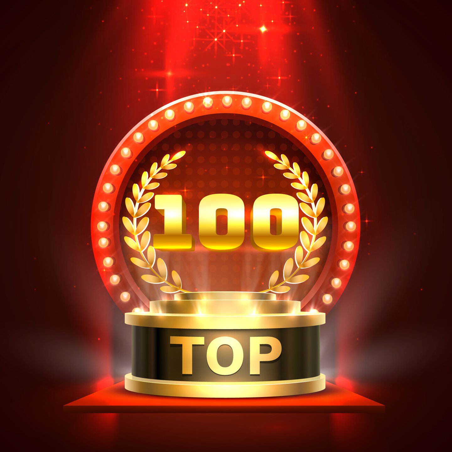 Top 100 best podium award sign, golden object. Vector illustration; Shutterstock ID 1546481960