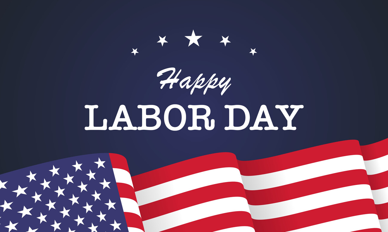Happy Labor day vector illustration, Beautiful USA flag on blue background.; Shutterstock ID 2025777680