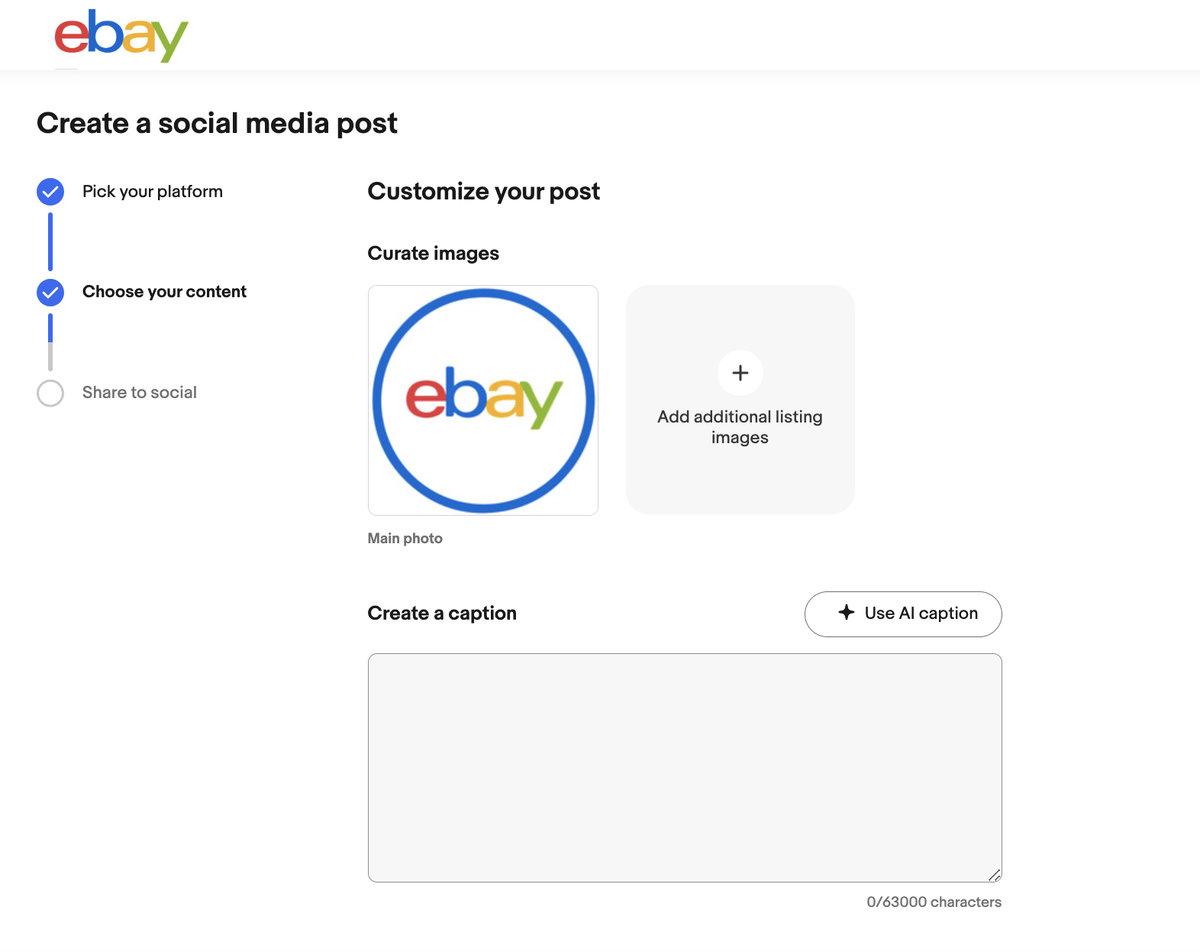 eBay social listing tool