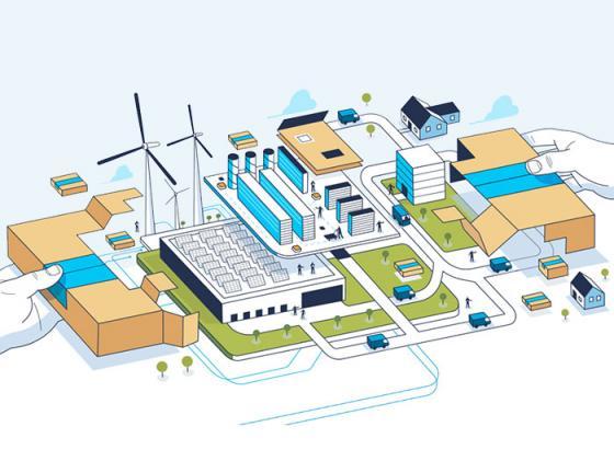 drawing of sustainable energy farm