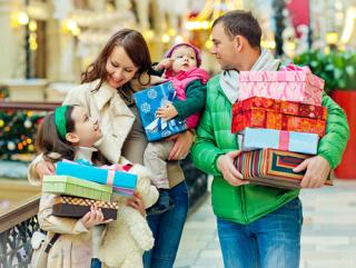 shopping at the mall with family
