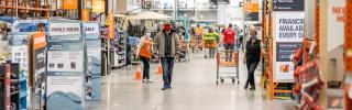 Home Depot customers wearing masks