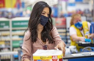 Walmart shopper wearing mask
