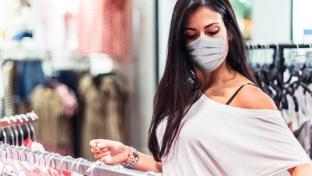 Shopper wearing mask