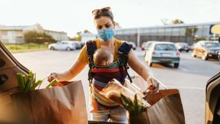 Mother and child shopping