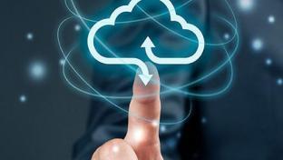 finger touching cloud icon