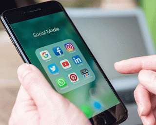 social media icons on phone