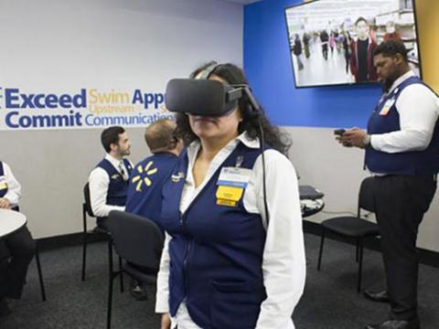 Walmart employee training with virtual reality headset