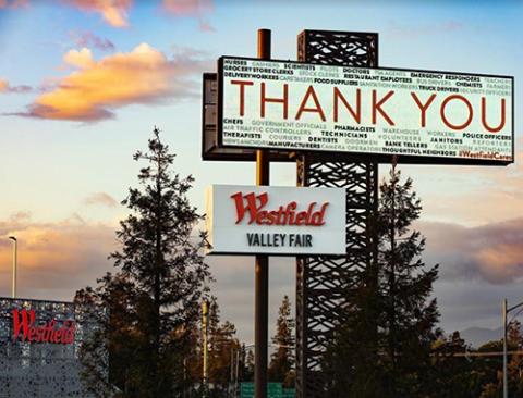 westfield's Thank you sign