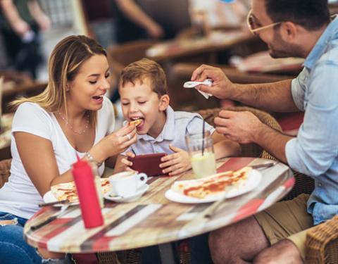family at restaurant