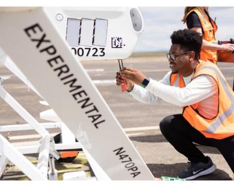 Amazon employee tests drones