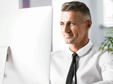 man on computer