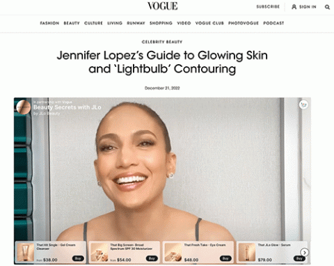 Jennifer Lopez, Vogue shoppable beauty video
