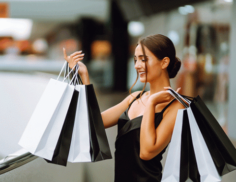 luxury shopper with bags