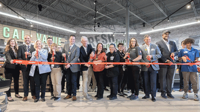 The Meijer team cuts the ribbon in the new Warren store.