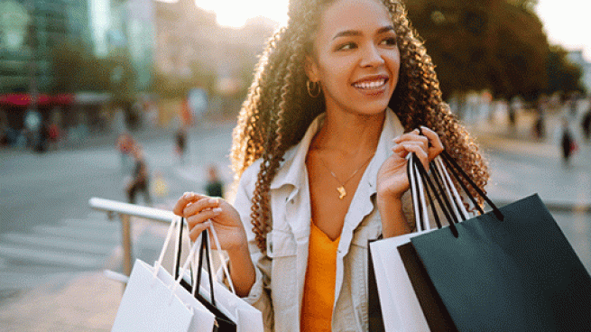 woman shopping outside