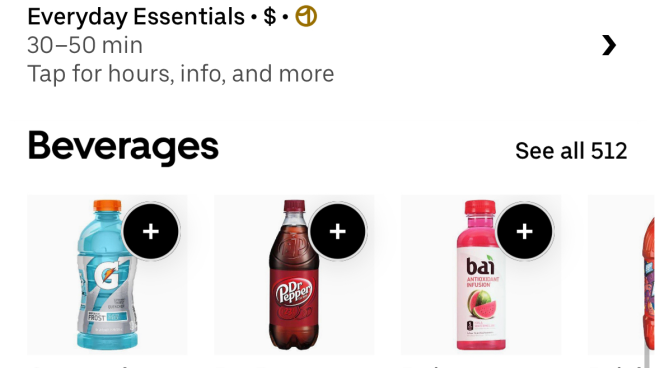 Uber sponsored items