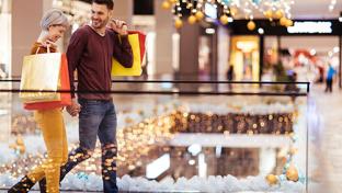 holiday shoppers in mall